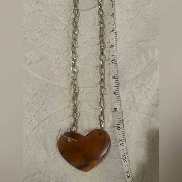 Heart Necklace Vintage Tortoise Shell - Picture 5 of 6